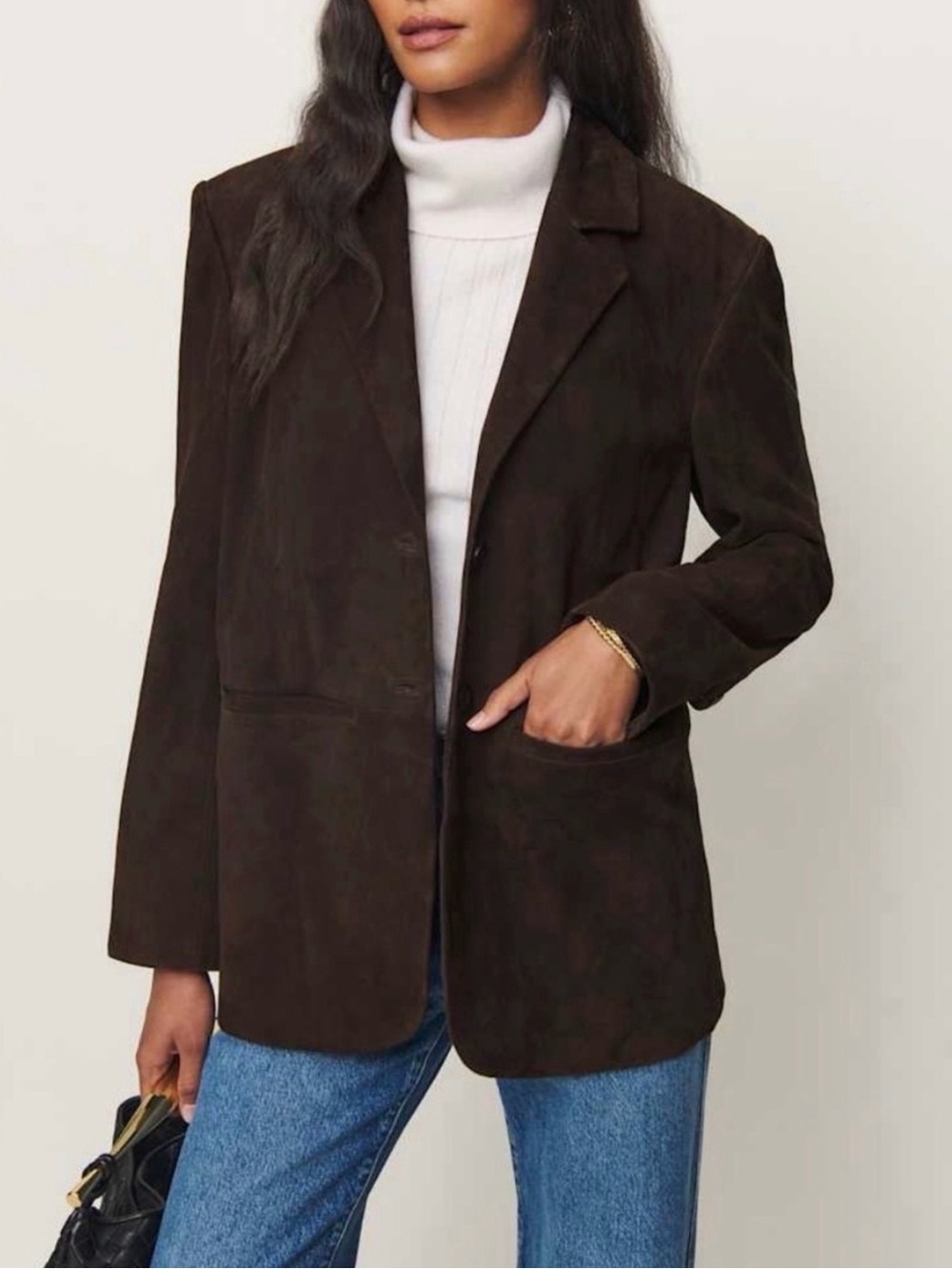 Reformation Veda Oversized Leon Brown Suede Blazer NWT Size M